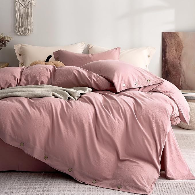 JELLYMONI 100% Washed Cotton Duvet Cover King – Soft, Breathable Linen-Look by JELLYMONI