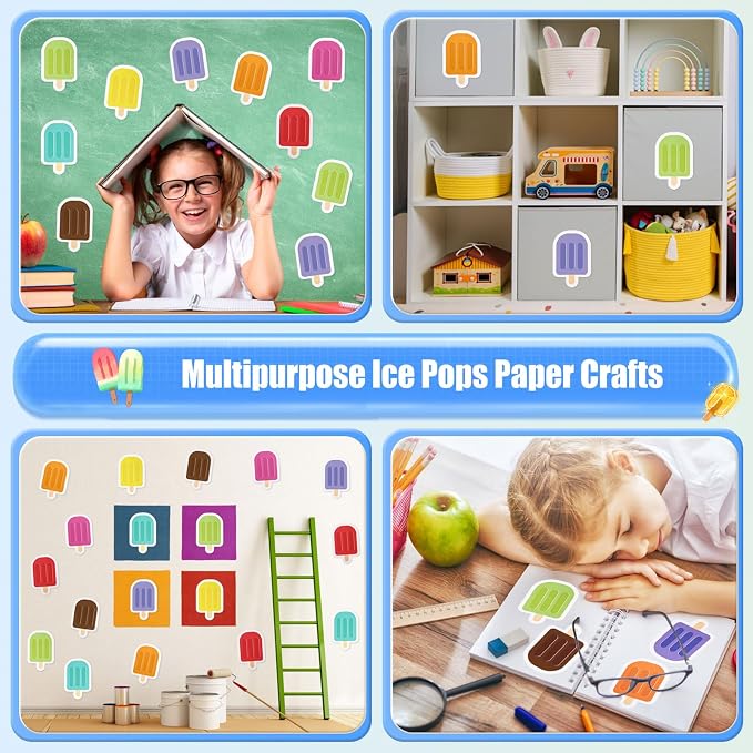 MixTeach 48 Pieces Ice Cream Cutouts Ice Pops Paper Cutouts Summer Bulletin - Image 6