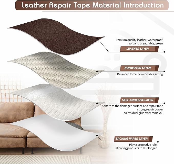 KING MOUNTAIN Leather Repair Patch, 16 x 60 Inches self Adhesive Leather Repair - Image 3