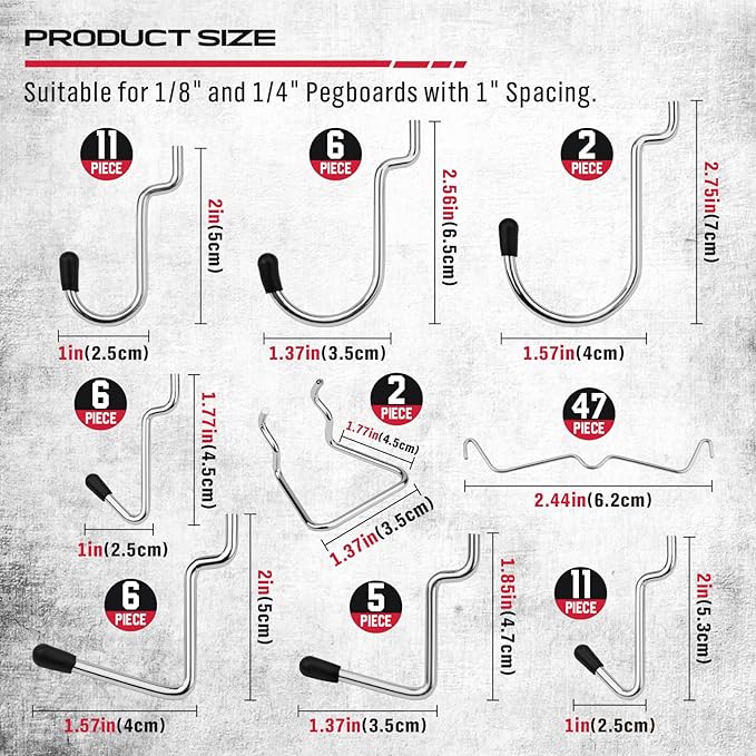 Ultimate 121-Piece Pegboard Hooks Set, Pegboard Accessories - Image 4