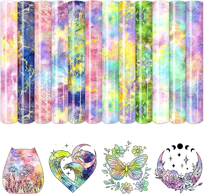 HTVSTD Opal Glitter HTV Heat Transfer Vinyl 12Sheets 12×10in Iron on Vinyl | by CraftingEveryday