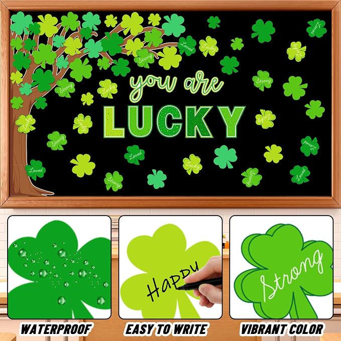 Whaline 99 Pcs St. Patrick's Day Tree Bulletin Board Decoration Green Shamrock - Image 3