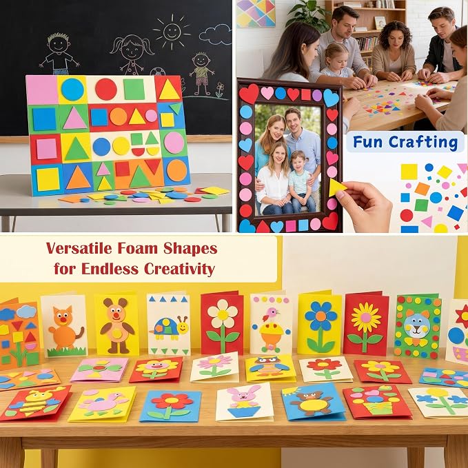 Foam Shapes for Crafts About 1000Pcs, Self-Adhesive EVA Foam Geometric Shapes - Image 2