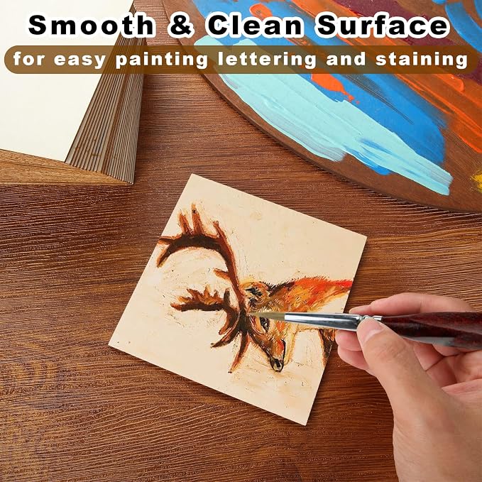 100 Pieces 5x5 Inch Wood Squares Unfinished Basswood Plywood Wooden Sheets 1/8 - Image 4