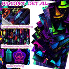 HunnmingRe 20 Pcs 10''x10'' Neon Halloween Quilting Fabric Square Spooky Ghost - Image 5