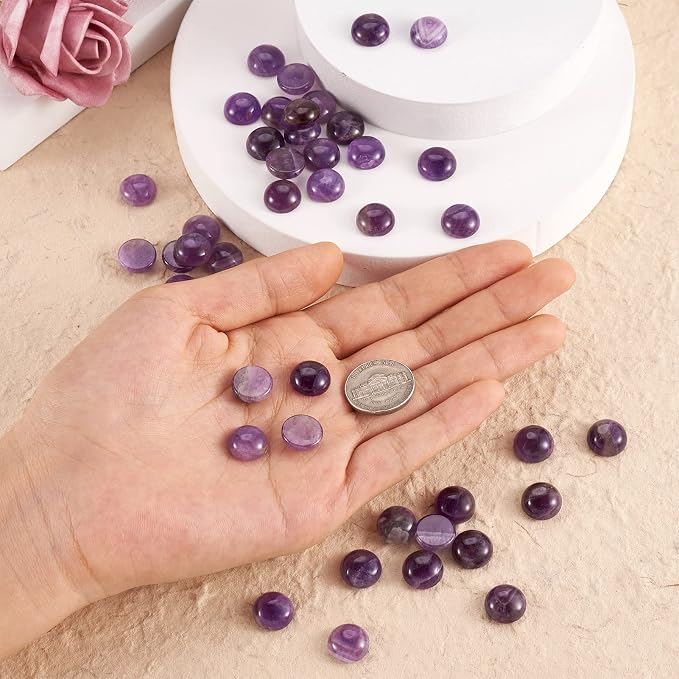 FASHEWELRY 50Pcs Natural Amethyst Cabochons Flat Back Gemstone Cabochons 12mm - Image 7