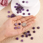 FASHEWELRY 50Pcs Natural Amethyst Cabochons Flat Back Gemstone Cabochons 12mm - Image 7