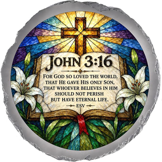 Magnolia Garden 10-Inch John 3:16 Scripture Stepping Stone by DicksonsGifts