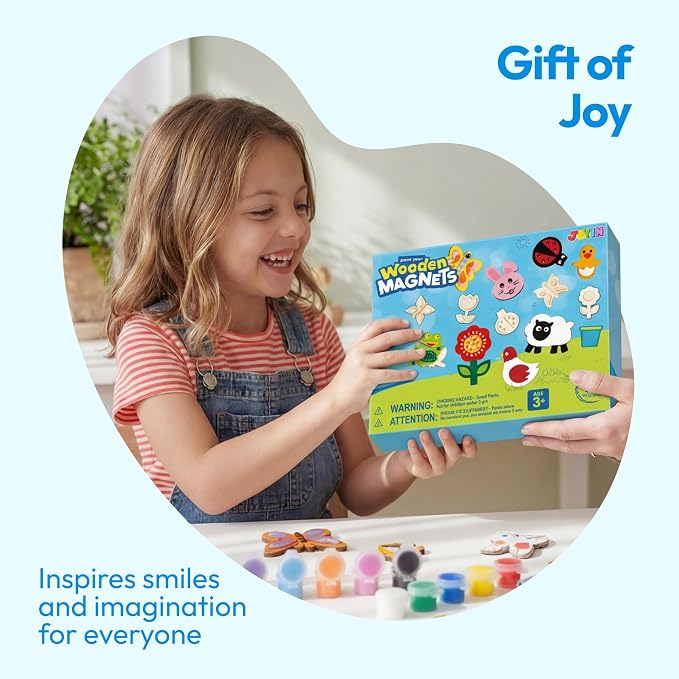 JOYIN 12 Wooden Magnet Creativity Arts & Crafts Painting Kit - Image 8