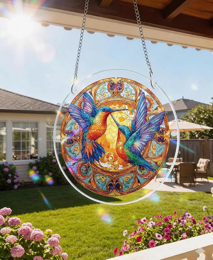 Acrylic Puzzle Suncatcher, Double Hummingbird Sun Catcher - Image 2