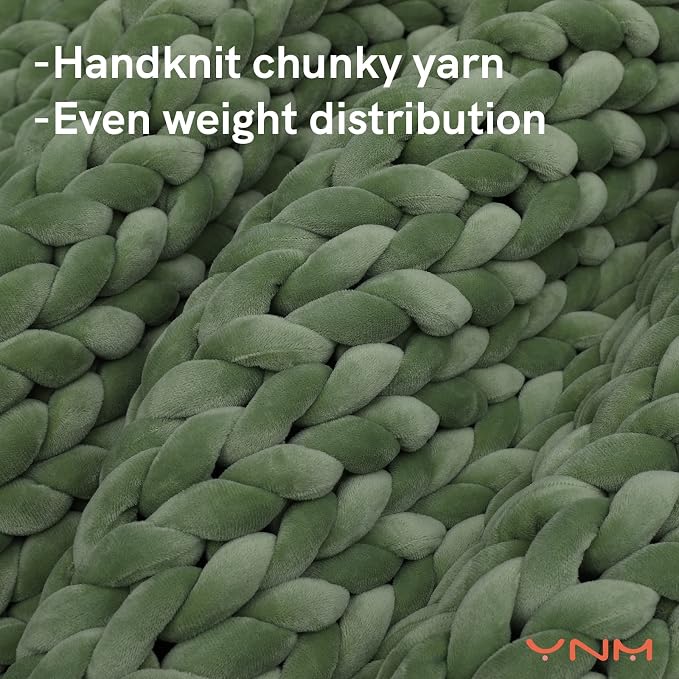 YnM Velvet Knitted Weighted Blanket, Hand Made Chunky Knit Weighted Throw - Image 2