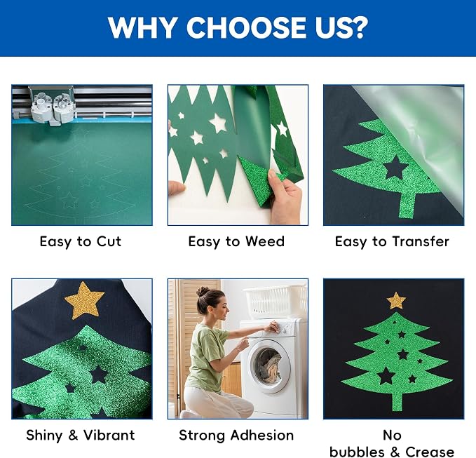 Aoder Blue Glitter Heat Transfer Vinyl - Image 7