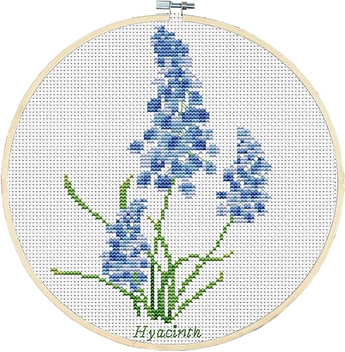 Awesocrafts Cross Stitch Kits Hyacinth Flowers 11CT Stamped Patterns Easy Cross by Awesocrafts