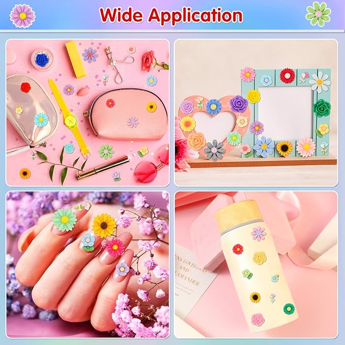 120pcs Mini Resin Flowers for Crafts, Cute Small Tiny Flatback Resin Flower | - Image 3