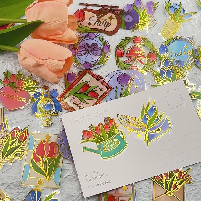 50Pcs Flower Stickers for Scrapbooking Journaling Junk Journal Scrapbook - Image 5
