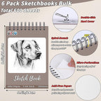 6 Pcs Sketch Book Bulk 5.5 x 8.5 In 600 Sheets Top Spiral Bound Sketch Pad - Image 2