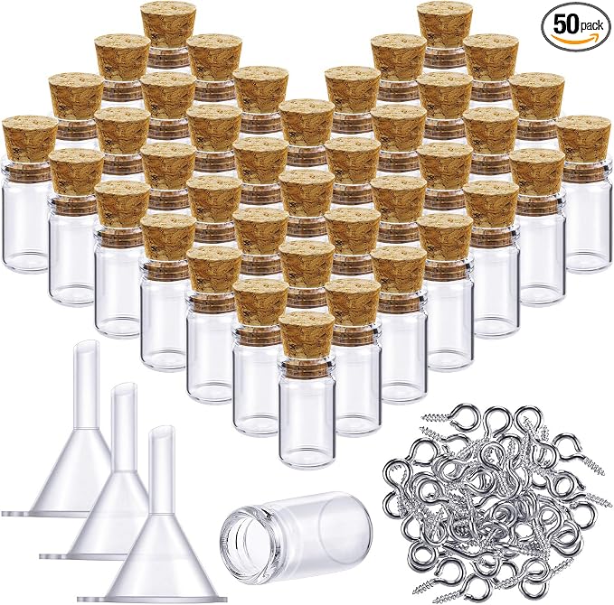 Yungyan 50 Pieces Small Mini Glass Bottles Jars by Yungyan