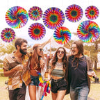 Outus Tie Dye Party Supplies Groovy Hippie Hanging Paper Fans Classroom - Image 5