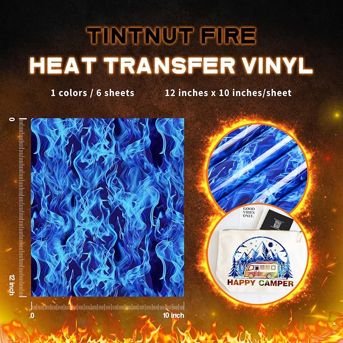 Tintnut Blue Flame Heat Transfer Vinyl, stretch washable, suitable - Image 2