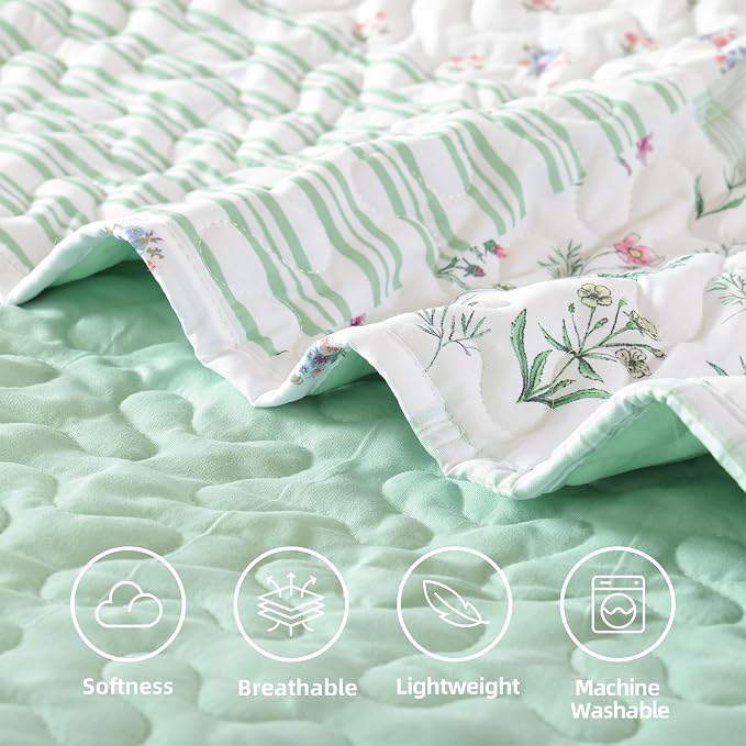 YIKUSH Quilt Sets King Size Floral Quilt Set 3 Pieces Bedding Set Bedspreads - Image 5