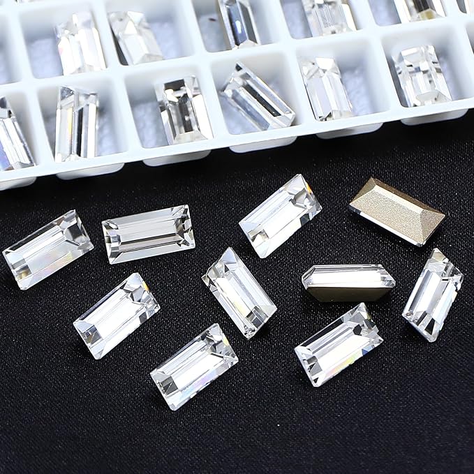 72Pcs Point Back Glass Rhinestones, 10 * 5MM Rectangle Shape Faceted by Unknown