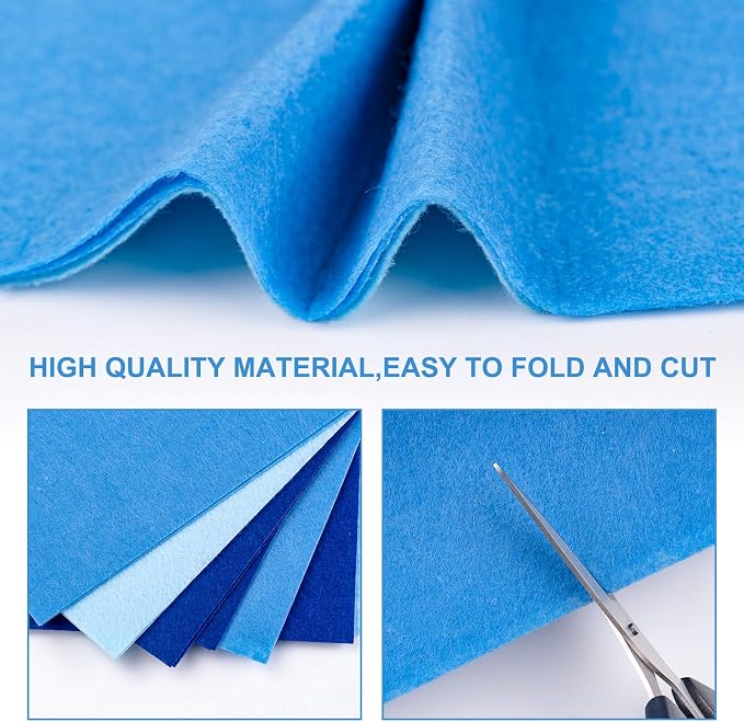 Whaline 18 Pcs Felt Fabric Sheets Assorted Blue Craft Felt Pack - Image 3