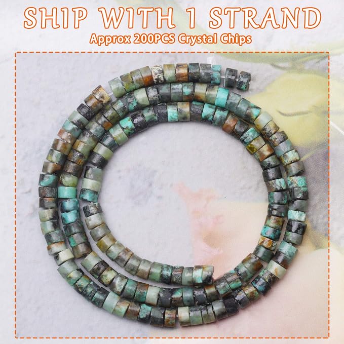 Natural Stone Heishi Beads for Necklace Making, 4mm x 2mm Small Flat Round - Image 2