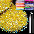 4000pcs 4mm Resin Rhinestones Bulk, Transparent Lemon Yellow AB Flatback Round by BELLEBOOST