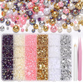 9000Pcs 3-8mm Silver Gold White Flatback Pearls by Tatiwoo