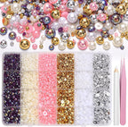 9000Pcs 3-8mm Silver Gold White Flatback Pearls by Tatiwoo