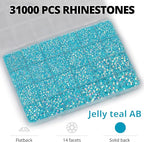 33000Pcs Turquoise Rhinestones for Bedazzling, Mix Sizes 2, 6mm Flatback Gems - Image 3