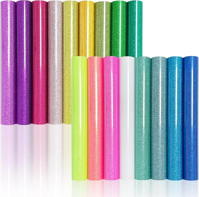 DUEUIOE 17 Pcs Glitter HTV Sheets 12x10 Inch by Unknown