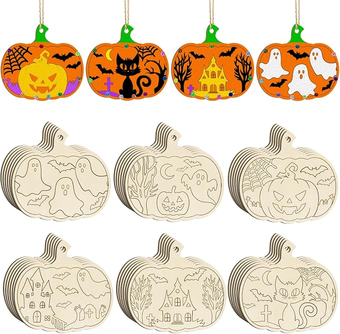 36PCS Wooden Pumpkins Ornaments to Paint Halloween Thanksgiving Decoration by Sophena
