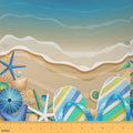 Summer Beach Seaside Fabric by The Yard, Hawaii Style Beach Shells Soft Flannel by CastleFairy