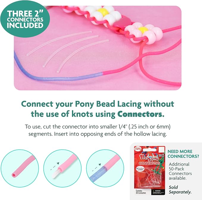 Pepperell Pony Bead Lacing – Hollow Lacing Tube Cord, Frost Color | 60 ft - Image 3