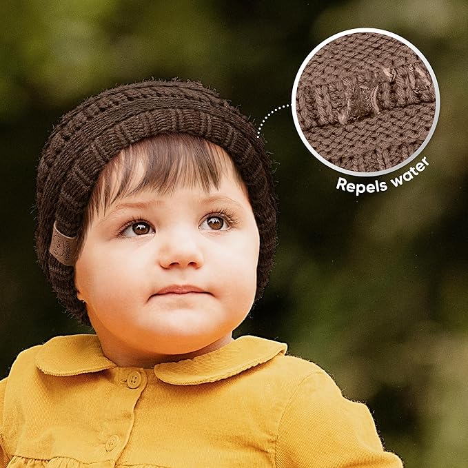 3-Pack Baby Beanies for Boys, Girls - Stretchy Knit Baby Hats, Cute Newborn & Toddler Winter Hat, Soft & Warm Infant Beanie 6-36 Months (Pecan, M)