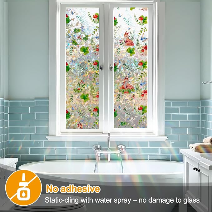 Countewol Privacy Window Films Stain Glass Cling No Glue Anti-UV Window Sticker - Image 6