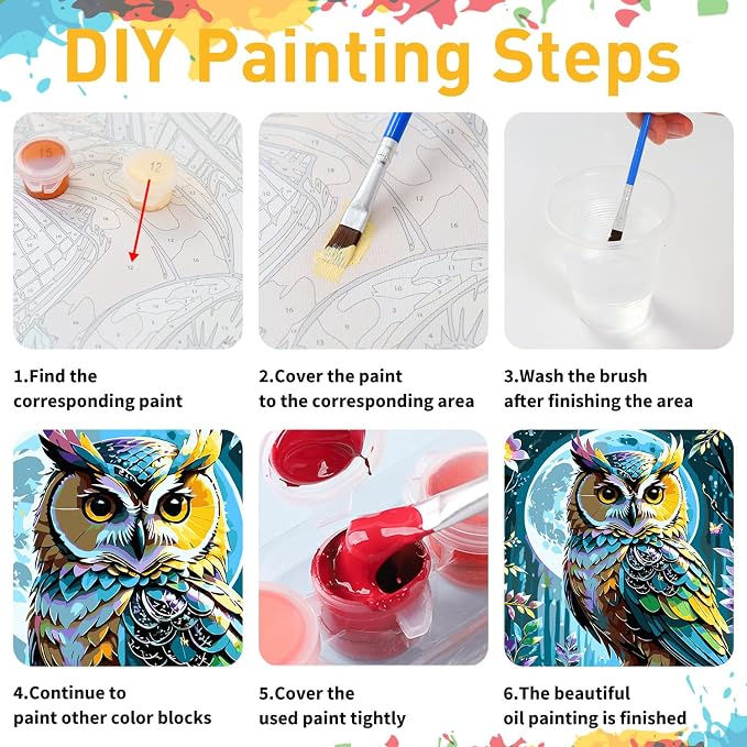 Paint by Numbers Kit for Adults, Owl Paint by Numbers Kit for Adults Beginners - Image 9
