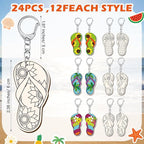 RattanView 24 Pcs Flip Flop Slipper Craft Color Your Own Keychains DIY Craft - Image 2