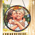 Personalized Grandma and Grandkids Portrait Faux Stained Glass, Custom Photo by Noni