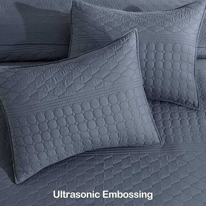 HORIMOTE HOME Steel Blue King Size Quilt Set - Image 6