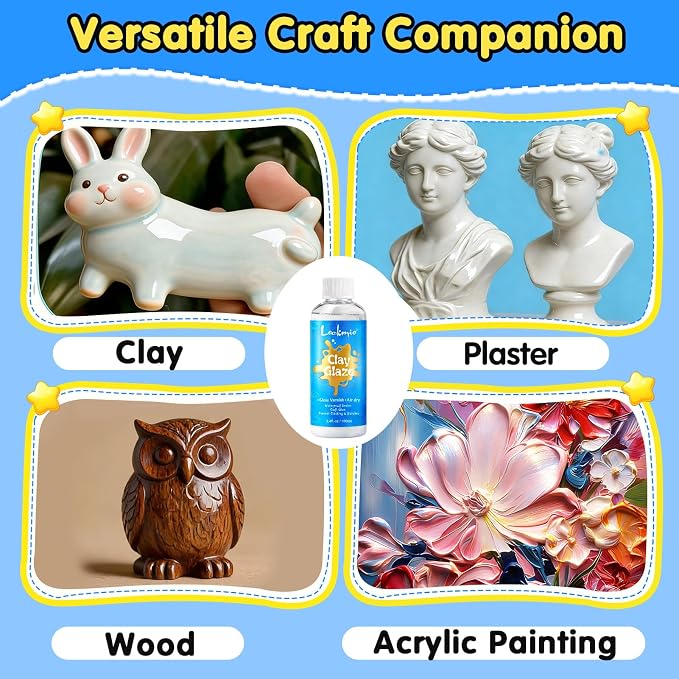 3.4FL OZ Air Dry Clay Glaze, High Gloss Varnish, Protective Sealant to Prevent - Image 8