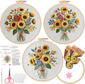 Herdiese Embroidery Kits for Beginners & Adults, 3 Sets Sunflower Patterns | by Unknown