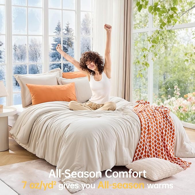 MUXHOMO King Size Comforter Set, All Season Ultra Soft Down Alternative Bedding - Image 4