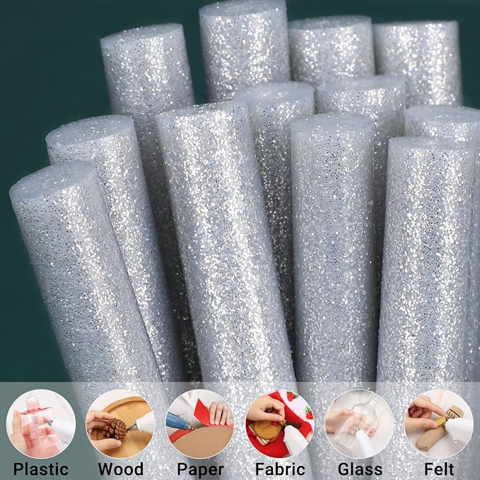 Glitter Silver Hot Glue Sticks, Manarty 48 PCS Full Size 0.43" Dia x 4" Long - Image 8