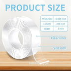 Heavy Duty Double Sided Tape, 2 x 200 in, 1 Pack | Removable washable nano gel - Image 2