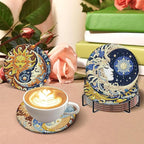 8 PCS Diamond Art Coasters Kits Sun and Month Diamond Painting Coaster | - Image 5