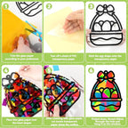 32 Sets Easter Suncatchers Craft Kit DIY Egg Basket Window Stained Glass Effect - Image 3