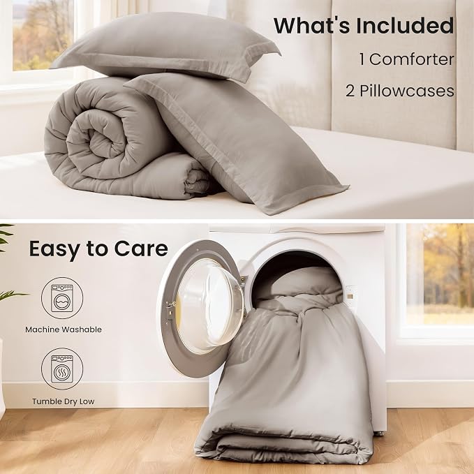 Love's cabin Burlwood King Size Comforter Set, 3-Piece Prewashed Bed Set - Image 8