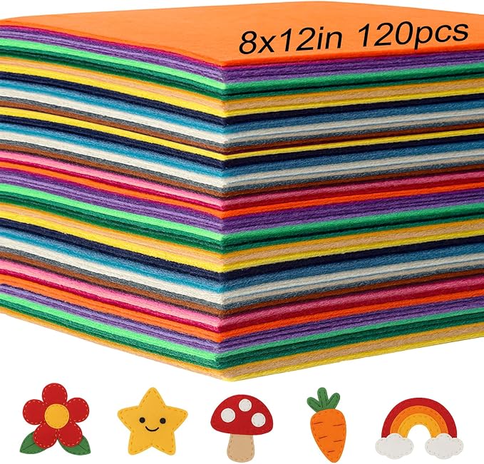 120PCS, 1mm Stiff Felt Fabric Sheets, 40 Assorted Colors, Felt Sheets by Unknown